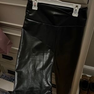 Leather black straight pants